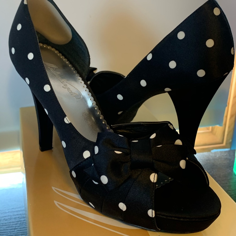 Peep toe polka dot high heels
